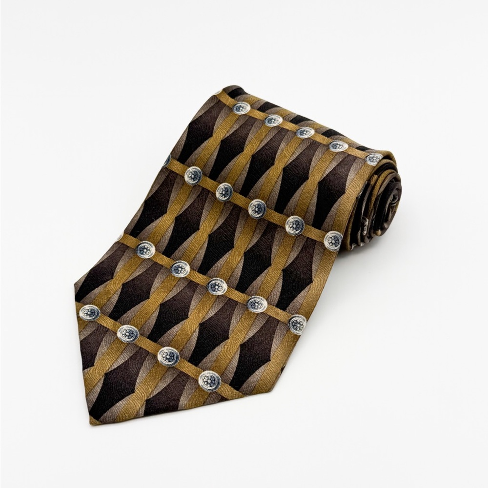 Joseph & Feiss International Elegant Brown and Gold Men's Tie 100% SILK!